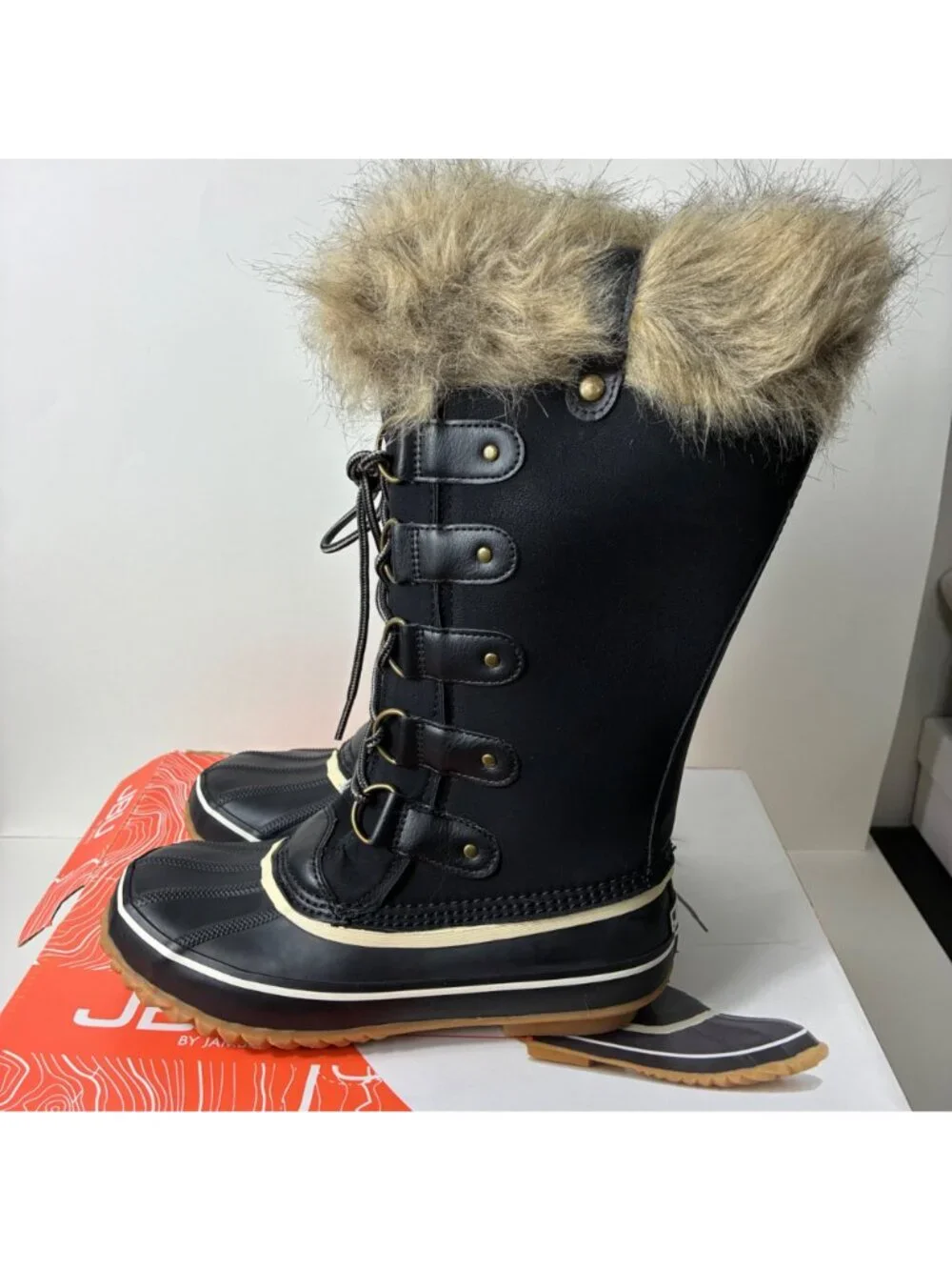 JBU by Jambu Bella Boots Women 8 Black Waterproof Faux Fur Winter Duck